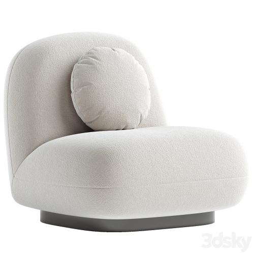 Upholstered Armchair In White Boucle – Black Legs – Larry