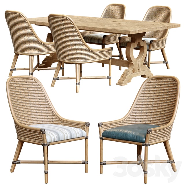 Keeling woven side chair and farmington rectangular dinning tab